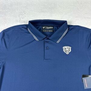 Chicago Bears Polo Shirt Men's Large Navy Embroidered Bear Fanatics NFL Football